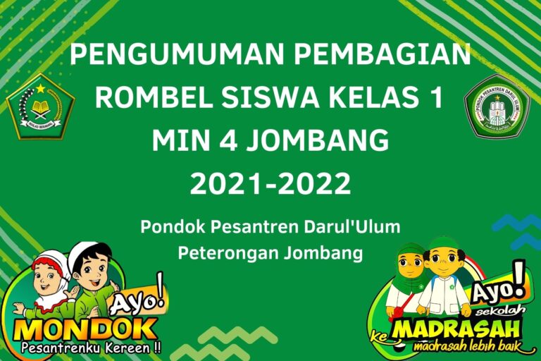 SELAMAT DATANG PESERTA DIDIK BARU MIN 4 JOMBANG TAHUN PEMBELAJARAN 2021-2022