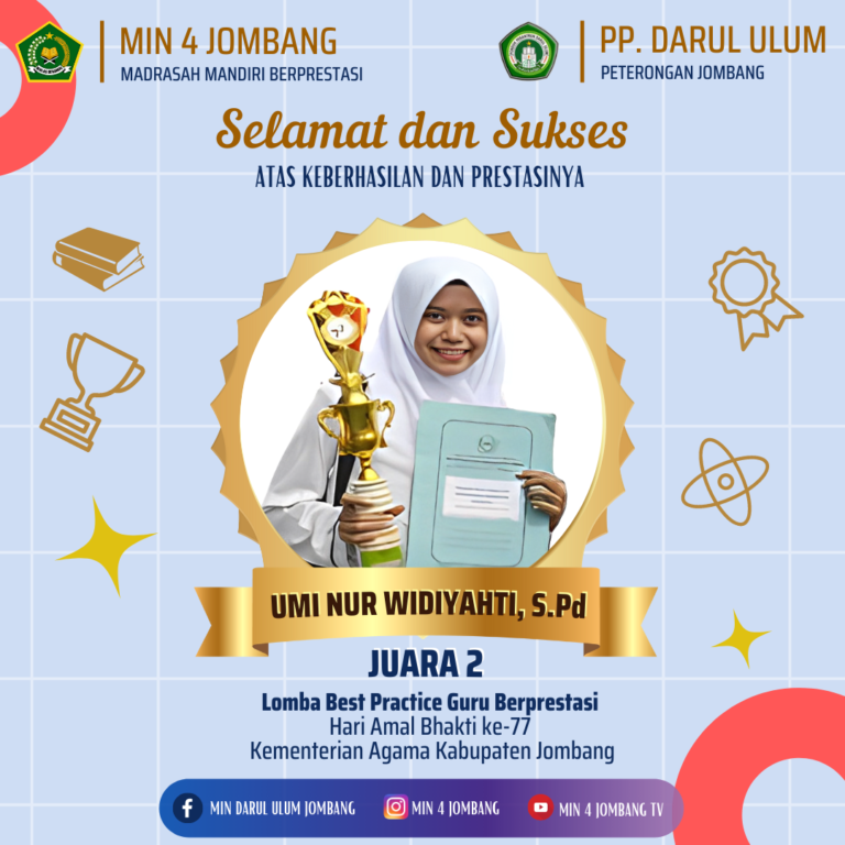 Guru MIN 4 Jombang Raih Juara 2 Lomba Best Practice Guru Berprestasi