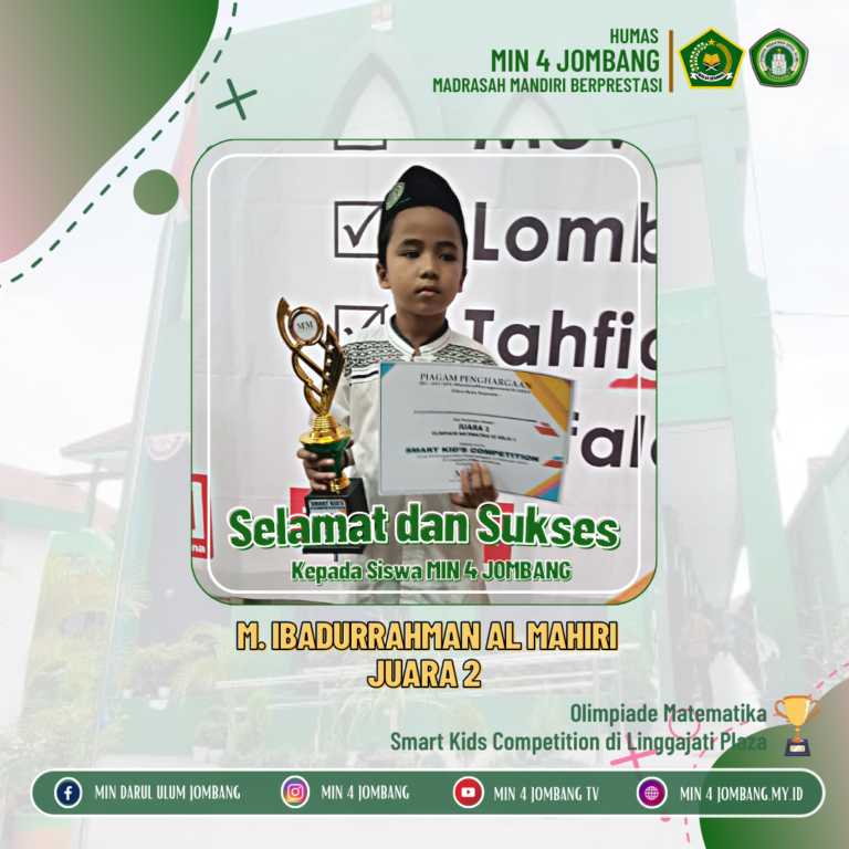 Peserta didik MIN 4 Jombang Raih Juara SMART KIDS COMPETITION