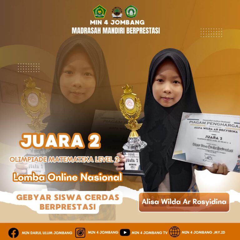 Peserta Didik MIN 4 Jombang Raih Juara Kompetisi Online Nasional 2024