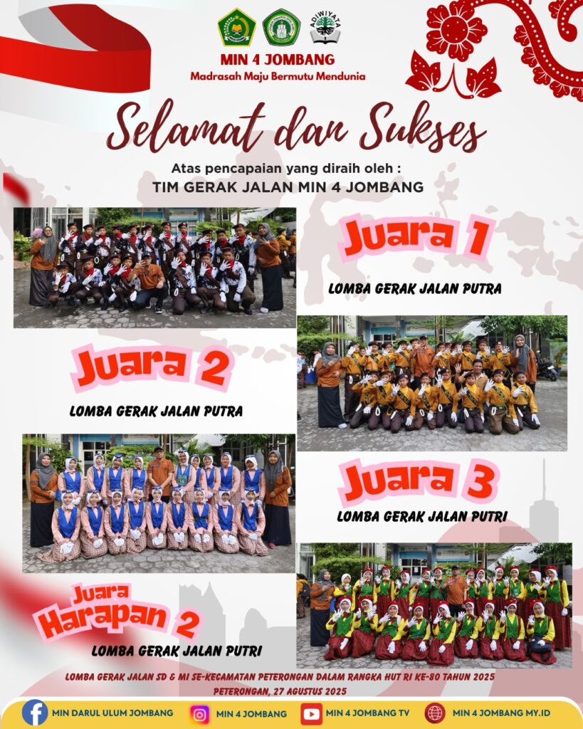 Gerak Jalan MIN 4 Jombang, Langkah Tegap Raih Juara